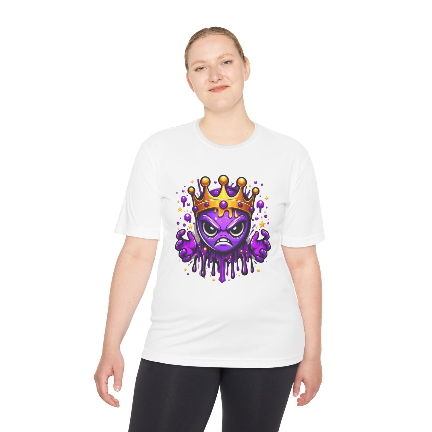 Moisture Wicking Tee - Purple Crowned Alien Design - Unique Graphic Tee for Gamers & Sci-Fi Fans