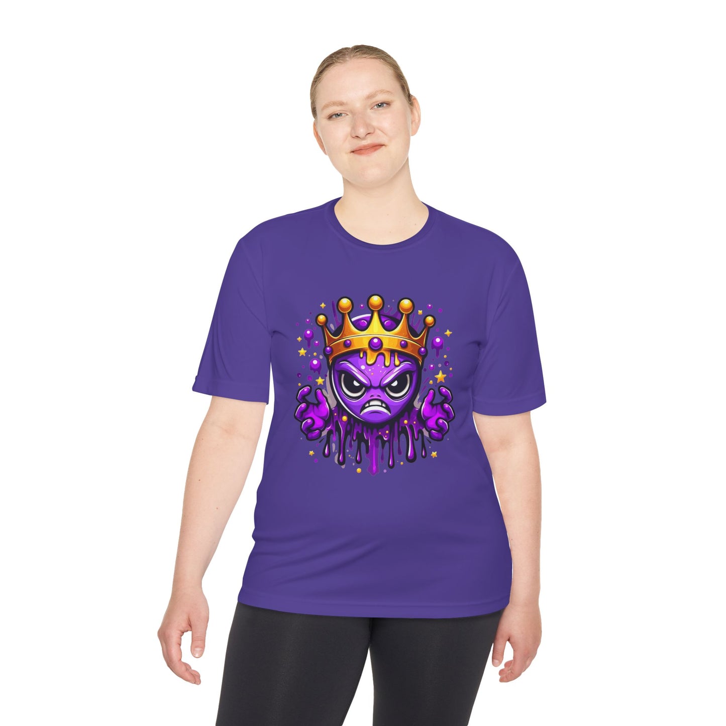 Moisture Wicking Tee - Purple Crowned Alien Design - Unique Graphic Tee for Gamers & Sci-Fi Fans