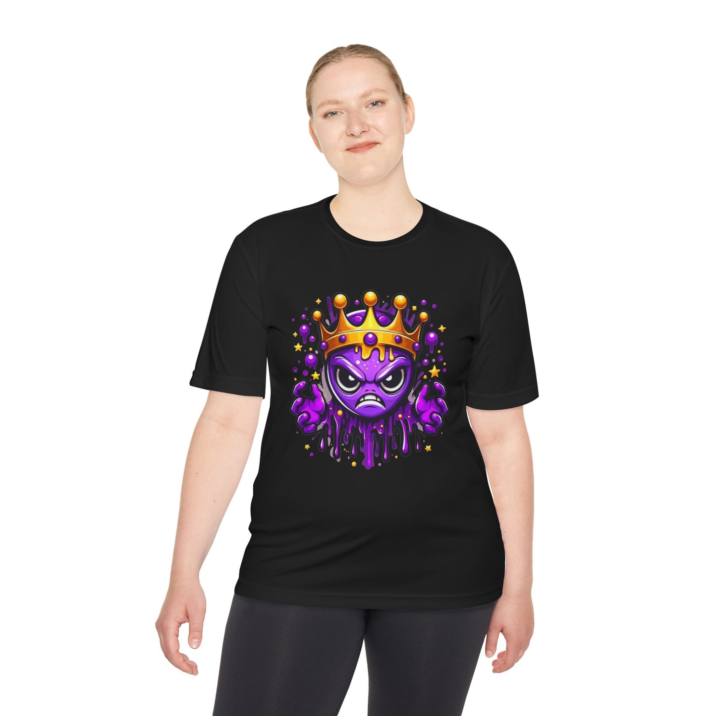 Moisture Wicking Tee - Purple Crowned Alien Design - Unique Graphic Tee for Gamers & Sci-Fi Fans