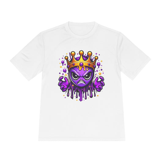 Moisture Wicking Tee - Purple Crowned Alien Design - Unique Graphic Tee for Gamers & Sci-Fi Fans